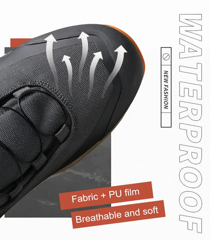 HUMTTO Waterproof Hiking Shoes Mountain Trekking Boots Black Camping Sneakers for Men Safety Climbing Sport Tactical Mens Shoes
