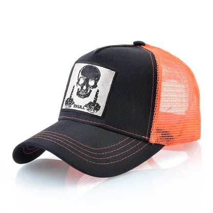 Męska czapka baseballowa z haftowaną naszywką z czaszką, czapka typu snapback w stylu hip-hopowym, czapka typu trucker dla kobiet, czapka na cztery pory roku, czapka outdoorowa z oddychającym daszkiem, czapki w kolorze kości