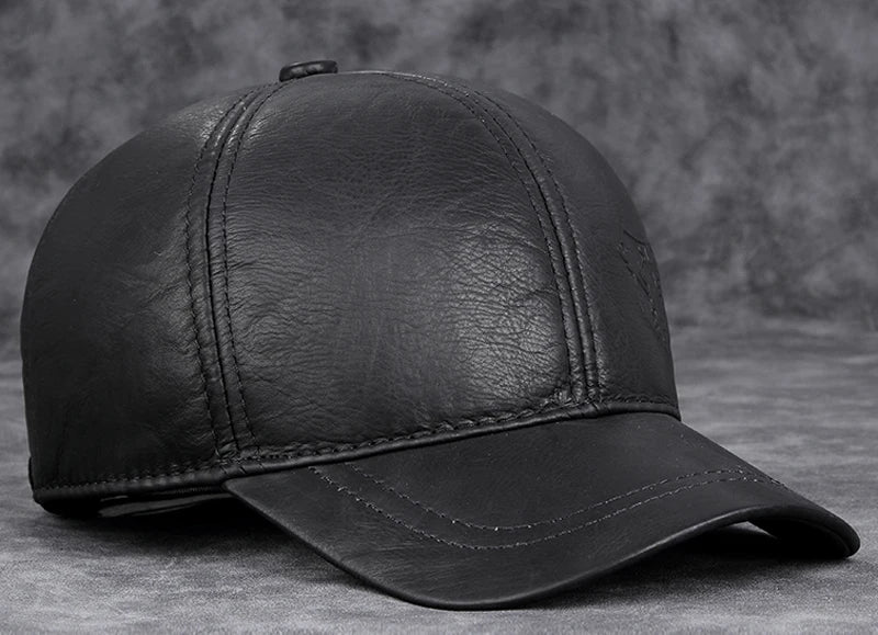 2025 Male Genuine Leather Cowhide 56-60CM Black/Brown Baseball Caps Eagle Print For Man Casual Street Gf Gorras Dad Hat