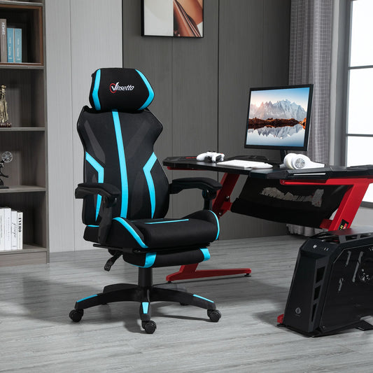 Vinsetto Ergonomic Gaming Chair with Retractable Footrest, Height Adjustable Reclining Office Chair with Lumbar Support