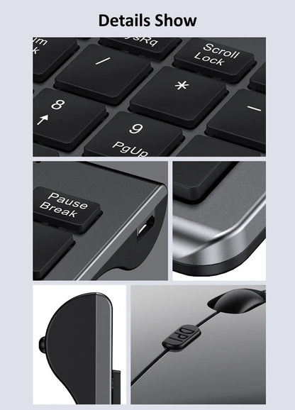 Bluetooth 5.0 2.4G Wireless Keyboard and Mouse Combo Mini Multimedia Keyboard Mouse Set for Laptop PC TV iPad Macbook Android