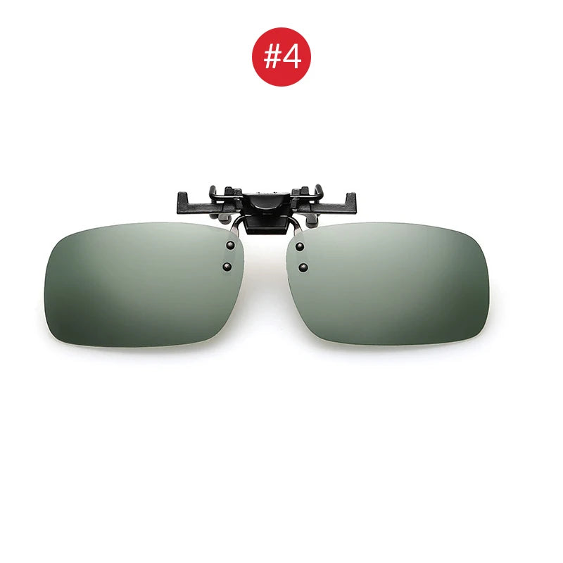 VIVIBEE Men Polarized Flip Up Clip on Sunglasses Black Driving UV400 Women Square S M L Goggles Night Vision Fishing Glasses