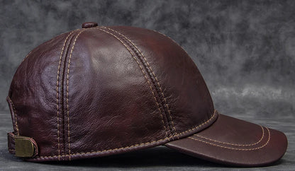 2025 Male Genuine Leather Cowhide 56-60CM Black/Brown Baseball Caps Eagle Print For Man Casual Street Gf Gorras Dad Hat