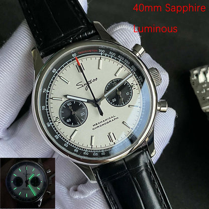 Limitovaná edícia oficiálnych pilotných mechanických hodiniek s chronografom ST19, originálne vojenské pánske náramkové hodinky s priemerom 40 mm, mechanické hodinky typu „Panda“