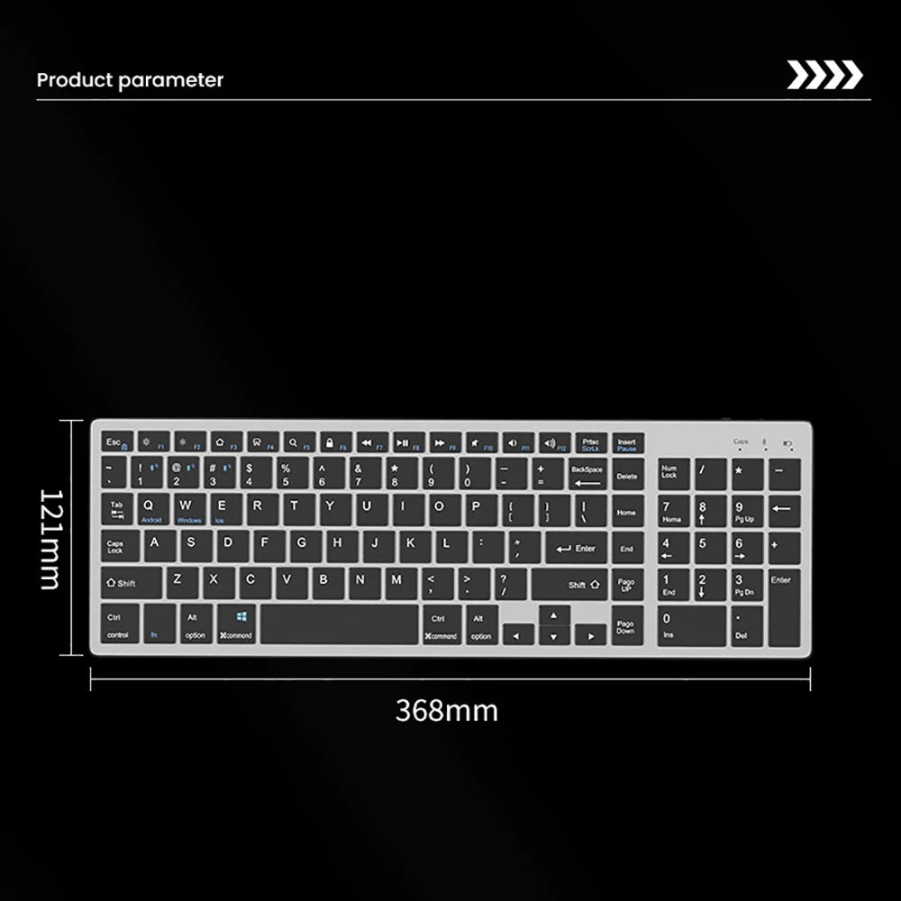Dual-mode 2.4G Wireless Keyboard Dual Bluetooth 5.0 Keyboard 102 Keys Rechargeable Keyboard For MacBook Tablet PC Accessories