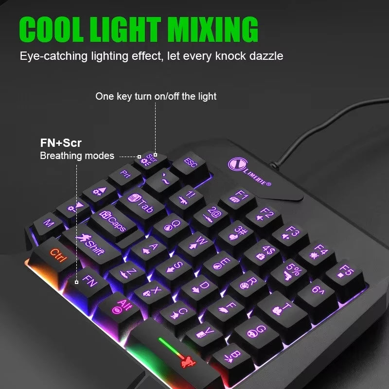 TEUCER 35 Keys One-Handed Mini Gaming Keyboard USB Wired RGB Backlit Ultra-Slim Gaming Keypad for PC, Laptop & Mobile Gaming