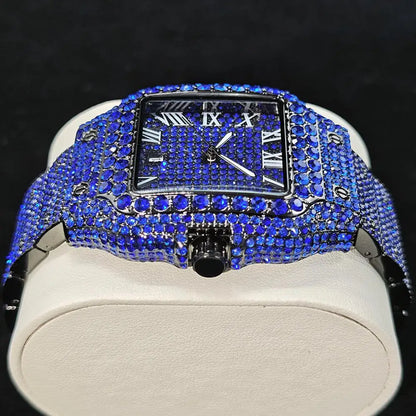 Hot UNIGUET Men's Square Watch Luxury Hip Hop Diamond Jewelry Waterproof Stainless Steel Quartz Wristwatch Fashion Man Accessory