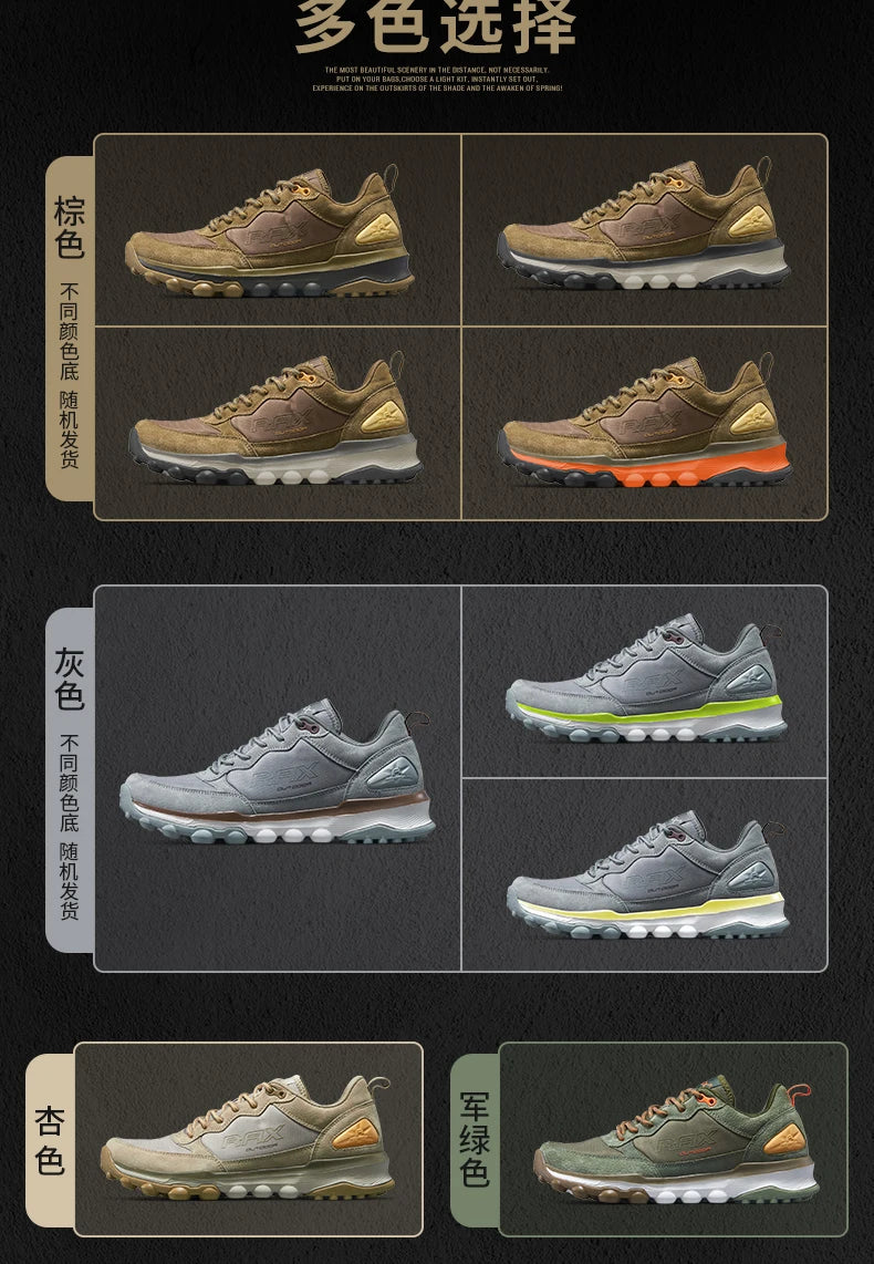 Rax Cowhide Hiking Shoes Men Outdoor Mountain Antiskid Climbing Sneakers Warm Lightweight Trekking Boots Sports Casual Shoes