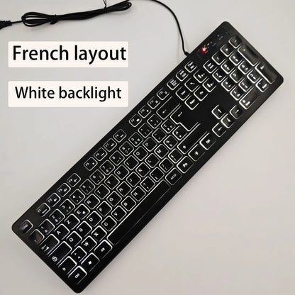 Spanish/French（AZERT）/Russian/Arabic/German keyboard layout Backlit wired Desktop Gaming Keyboard For Desktop Computer office