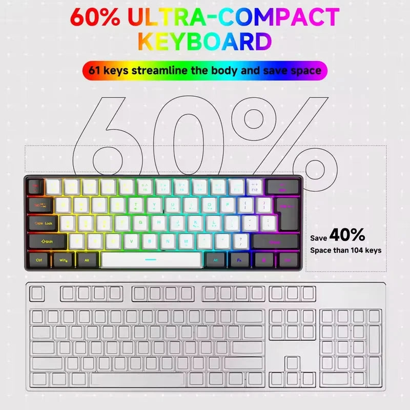 2026 New Best-Selling Portable Wired Mini-Mechanical Keyboard K61 Mini-Keyboard, Suitable For Playing Games, Compact And Convenient