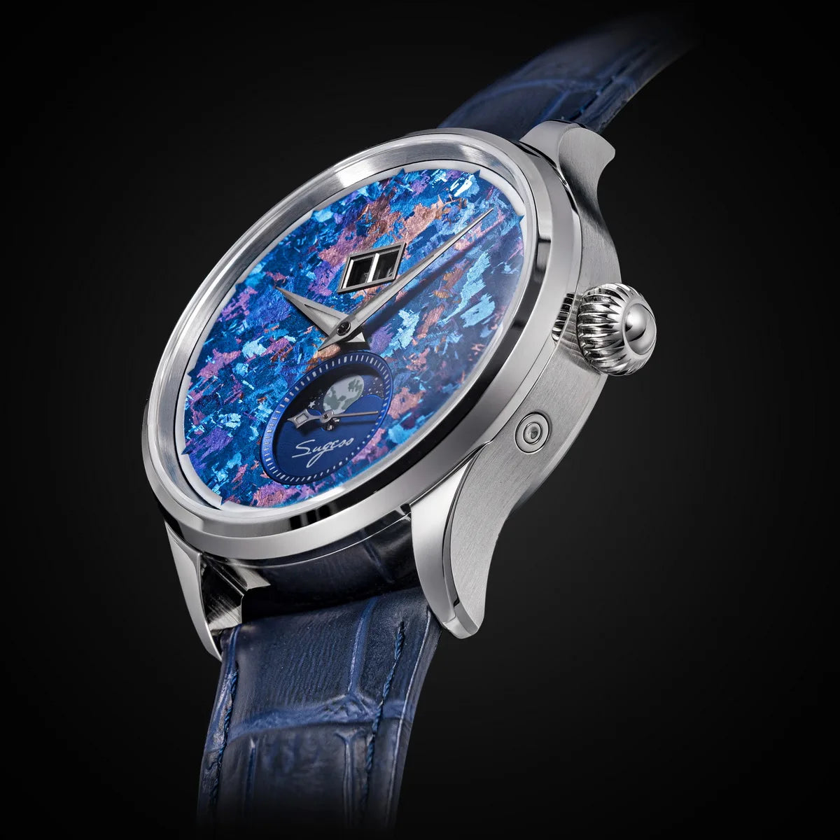 Sugess Watch of Men Moonphase ST2528 Movement Automatic Mechanical Wristwatches Waterproof Sapphire Crystal Titanium Dial S401