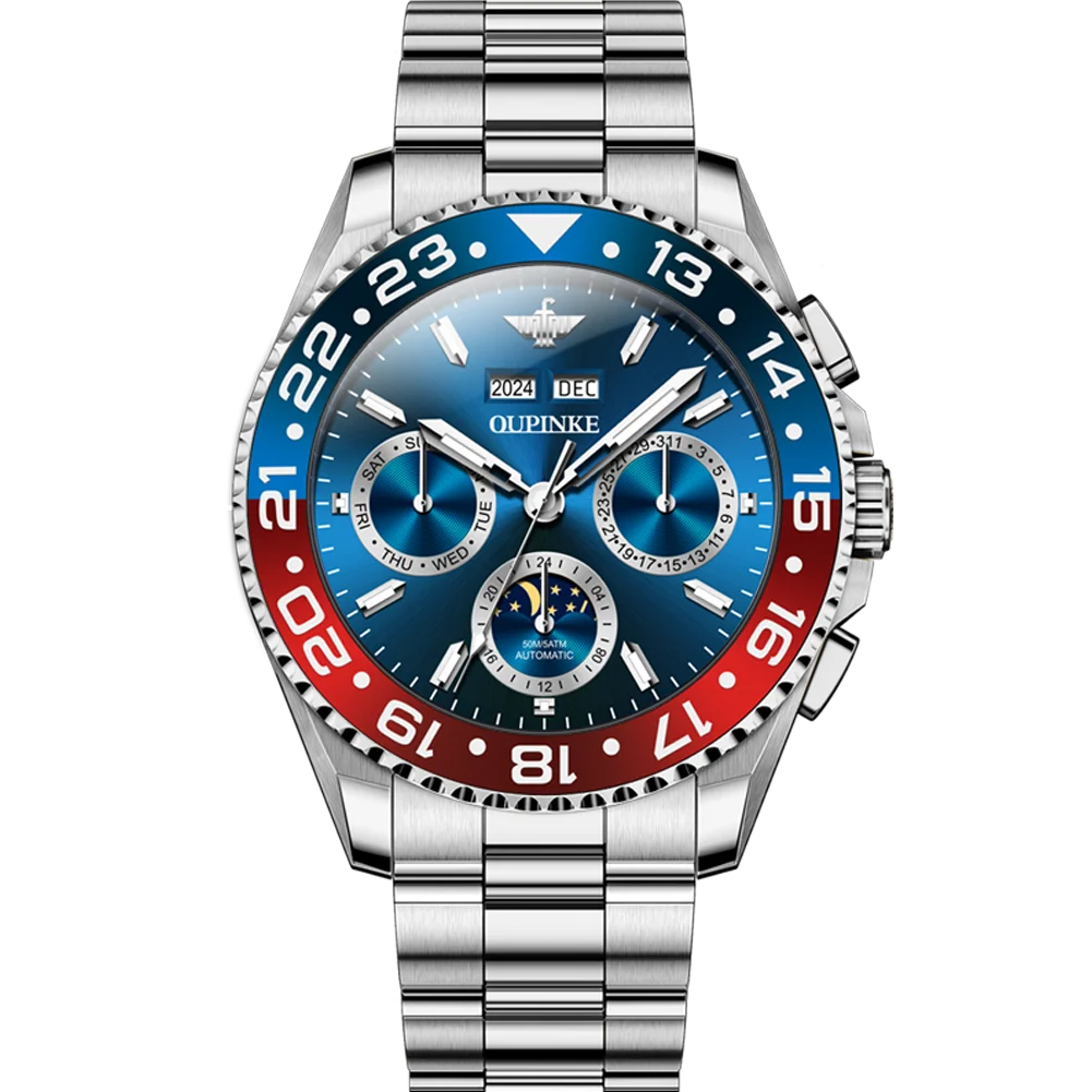 OUPINKE Fashion Mens Watches Top Brand Luxury Business Sport Watch Multifunction Automatic Mechanical Men Clock Waterproof Reloj