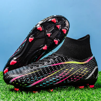 Chaussures de football pour terrain ferme AG FG pour hommes, en PU léger, avec crampons renforcés, pour entraînements de football en plein air pour adultes