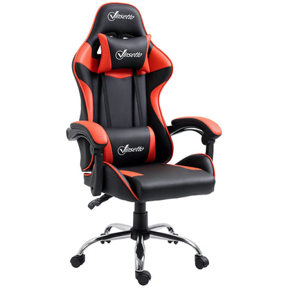 Vinsetto Gaming Chair Adjustable Height Ergonomic Gaming Chair with Reclining Backrest, Lumbar Support, Headrest & 360° Swivel Racing Style Office Chair Red