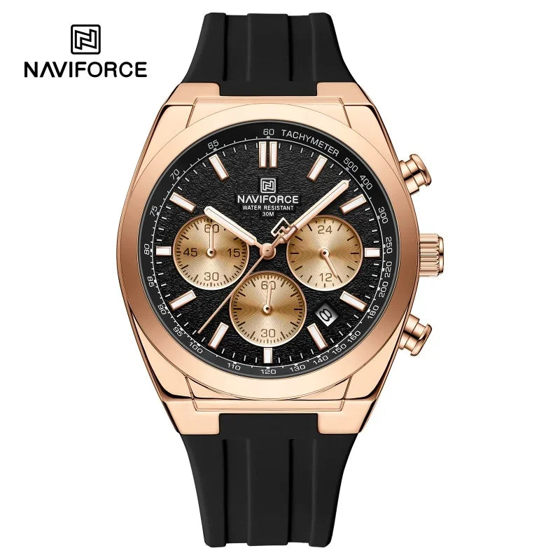 Muški ručni sat NAVIFORCE – luksuzni i sportski stil, kvarcni mehanizam, prikaz 24 sata, prozor za datum, kronograf, vodootporan – ideja za poklon za muškarce