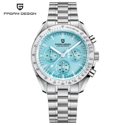 Zegarek PAGANI DESIGN Moon – luksusowy męski chronograf kwarcowy w sportowym stylu, szafirowe szkło z powłoką antyrefleksyjną, luminescencyjny wyświetlacz