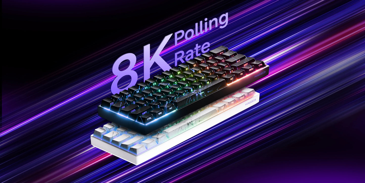 MONSGEEK FUN60 Pro & Max HE Magnetic Gaming Keyboard, 60% Wireless Mechanical Keyboard with 0.01mm Rapid Trigger, 8K Polling Rate, ARGB and Tri-Mode Connectivity