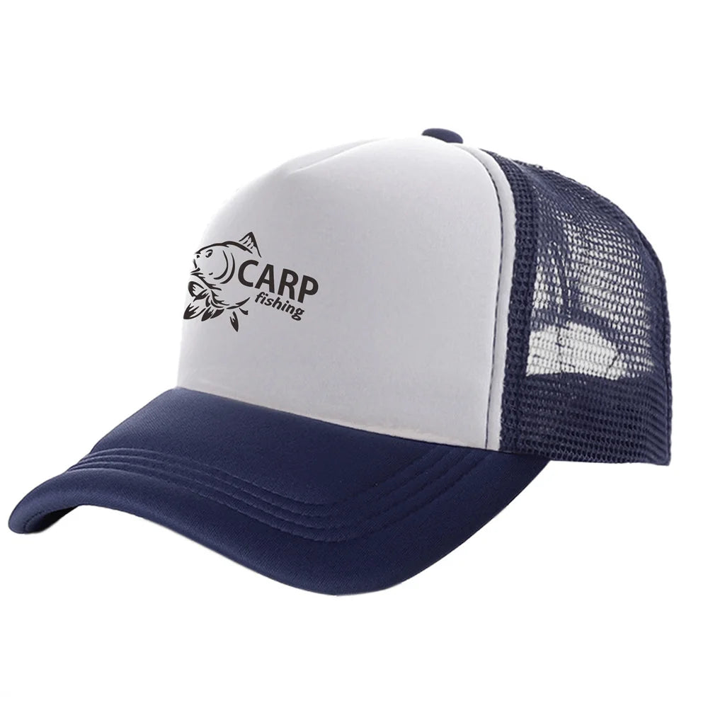 „Carp Fish“ vyriškos „Trucker“ kepurės, juokingos žvejybos motyvais, beisbolo kepurės, vėsios vasarinės unisex kepurės iš tinklelio MZ-169