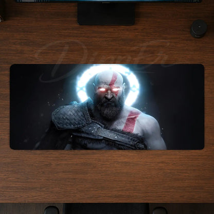 God of War Mouse Pad Gaming office Desk Mat Non-slip Large Mousepad DIY Keyboard Pad stitched edge rubber base