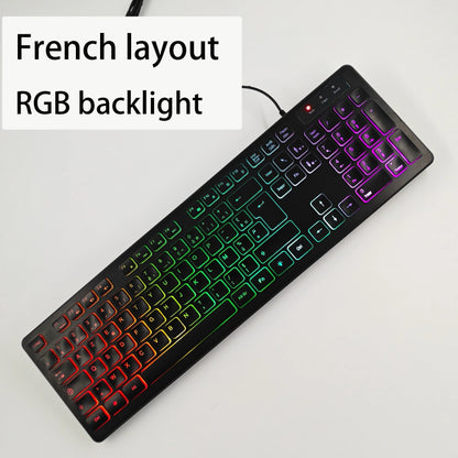 Spanish/French（AZERT）/Russian/Arabic/German keyboard layout Backlit wired Desktop Gaming Keyboard For Desktop Computer office