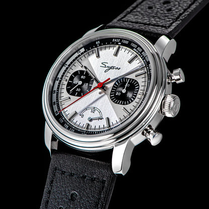 Sugess Men's Pilot 1963 Wristwatch ST1906 Chronograph Handwind Movement Domed Sapphire Waterproof Power Reserve Lume V2