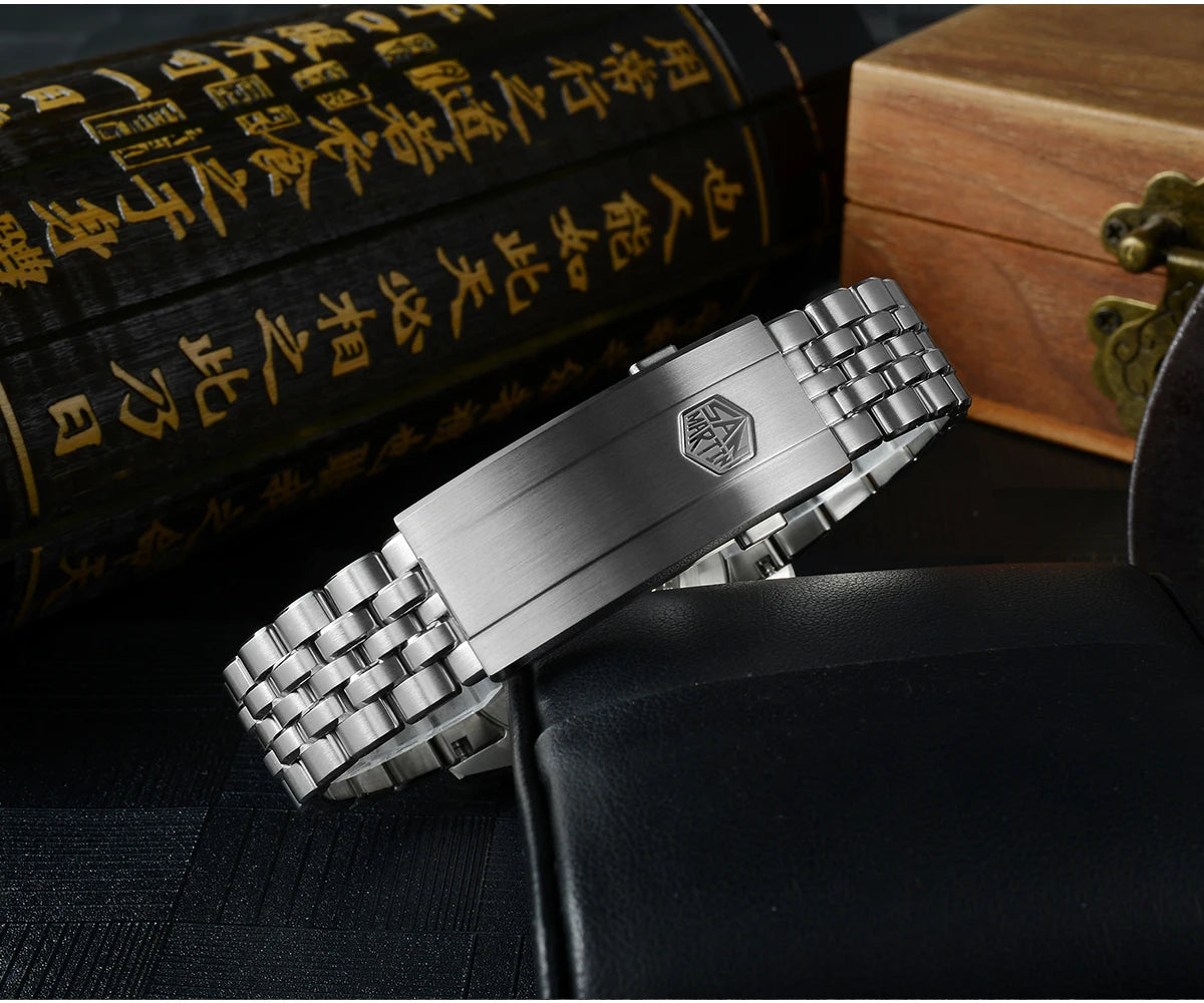San Martin 39mm Enamel Sunray JianZhan Dial Men GADA Watch 90S5 Automatic BGW-X1 10Bar Sapphire 5-Link Bracelet SN0144CG