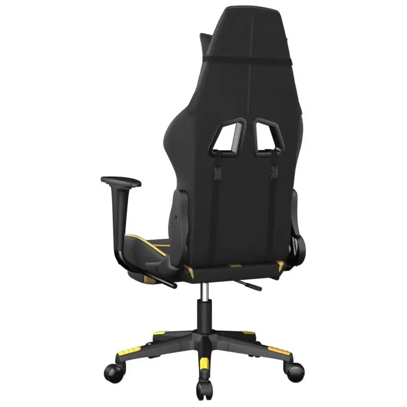 Gaming Chair with Footrest Black and Gold 67X64X116-127 cm in Imitation Leather, Reclining 360 Swivel Chair ° Can Carry 110 kg