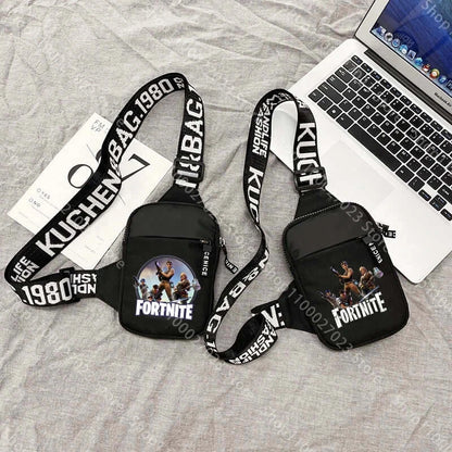 Lekka, sportowo-casualowa torba na ramię dla dorosłych Fortnites, mini torba na telefon z nadrukiem postaci z gry, męska torba crossbody na klatkę piersiową, prezent