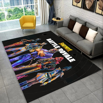F-Fortnites Cartoon-Spielteppich für Spielzimmer, Schlafzimmer, Wohnzimmer, Sofa und Zuhause, Fußmatte als Dekoration, rutschfester Flächenteppich und Bodenmatte als Geschenk