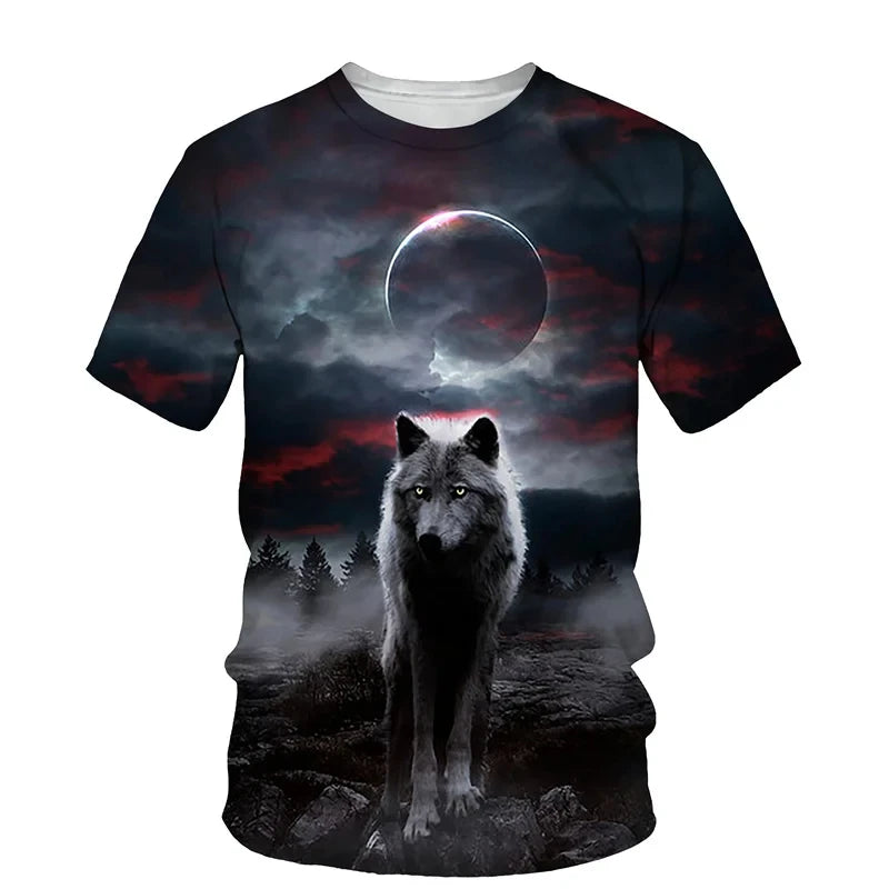 Animal Wolf Pattern 3D Print Men O-Neck Tshirt Fashion Tees Casual Short Sleeve Oversized Y2K Harajuku Unisex Clothing