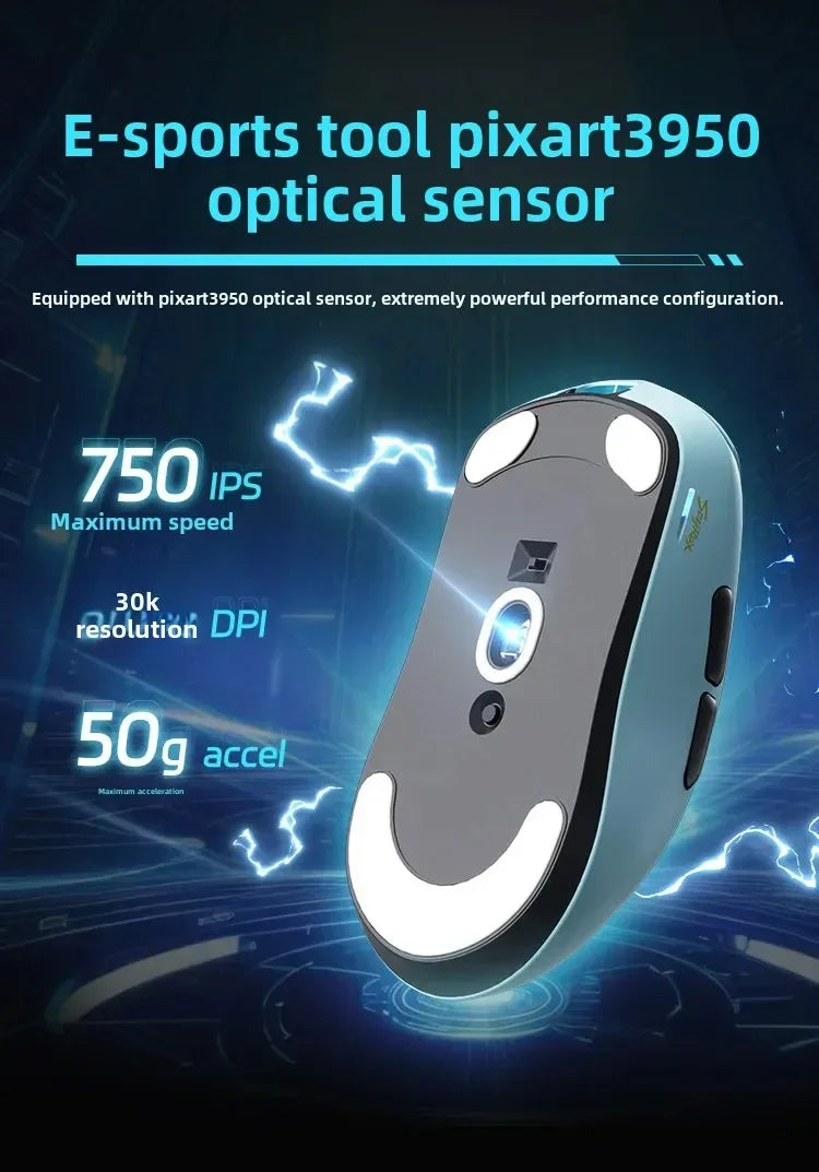 SCYROX V6 Wireless Gaming Mouse 40g Ultra-Light, PAW3950 Sensor, 24,600 DPI, 8KHz Polling Rate, 750 IPS, 2.4GHz Esports Gaming Mouse
