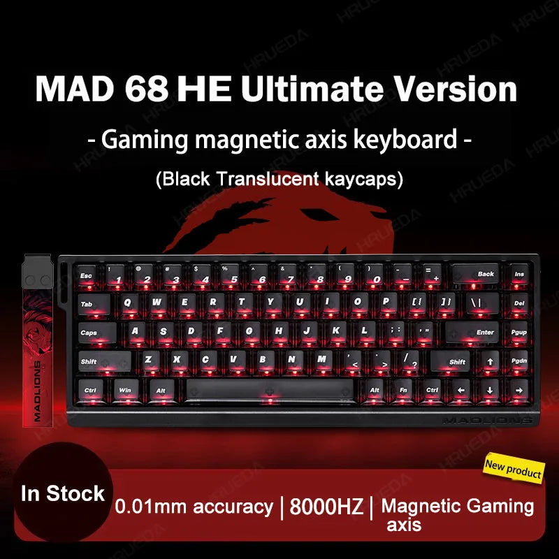 MADLIONS MAD 60/68HE Gaming Magnetic Switch Keyboard, Wired Mechanical Gaming Keyboard with 8K Polling Rate, Rapid Trigger, Hot Swappable RGB 61/68 Keys