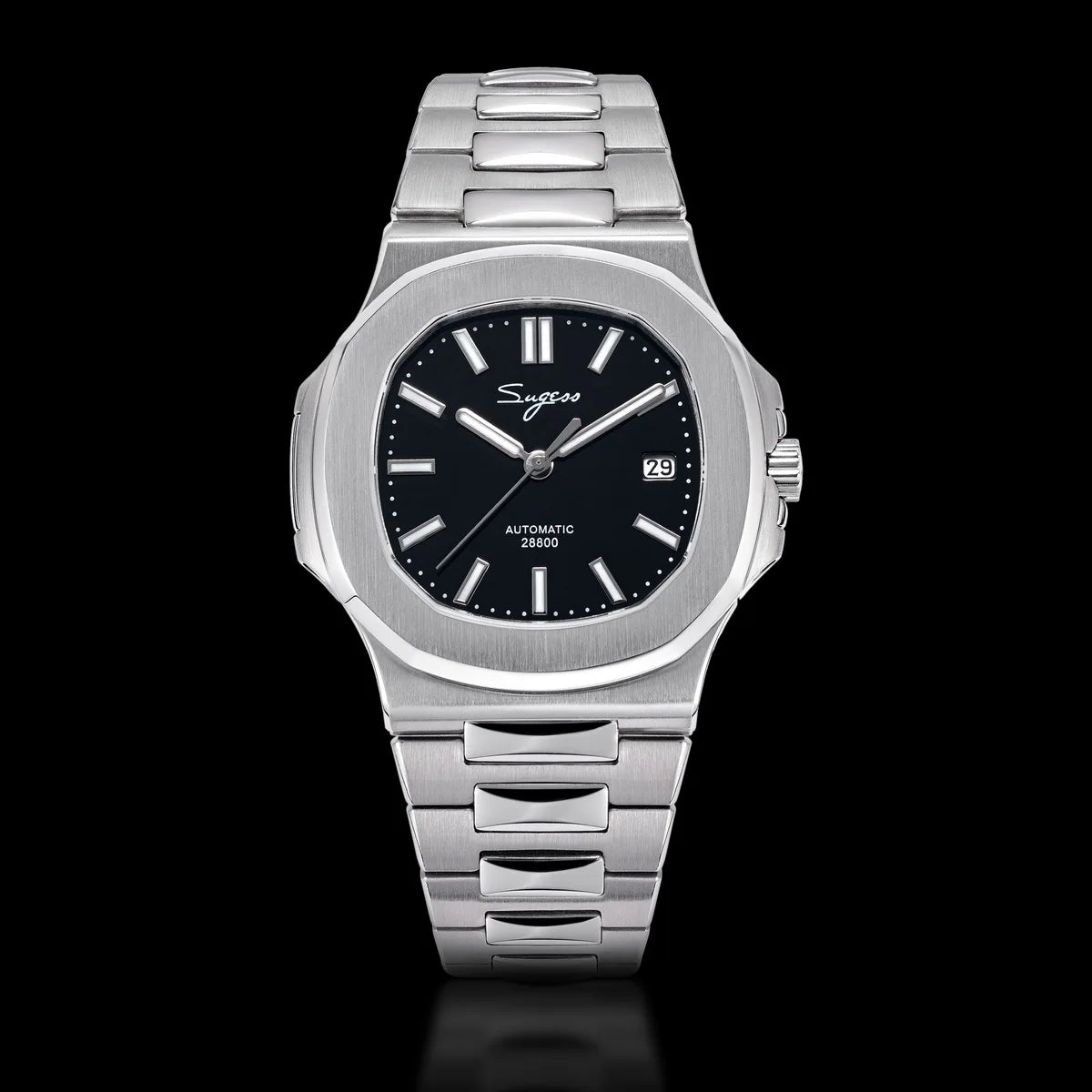 Sugess Men's Watch Automatic Mechanical Wristwatch Miyota 9015 Movement MOP Dial Luminous Waterproof 5bar Bracelet Luxury S466