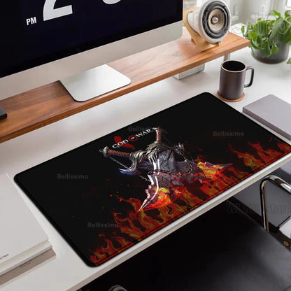Xxl Mouse Pad God of War Desk Mat Gaming Accessories Keyboard Computer Mousepad Gamer Large Pc Cabinet Office Table Carpet Rug