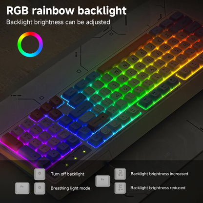 CASEPOKE 98 Keys Mechanical Keyboard for PC Laptop Office Silent Wired Keyboard with Backlit Volume Adjustment Gaming Keyboard