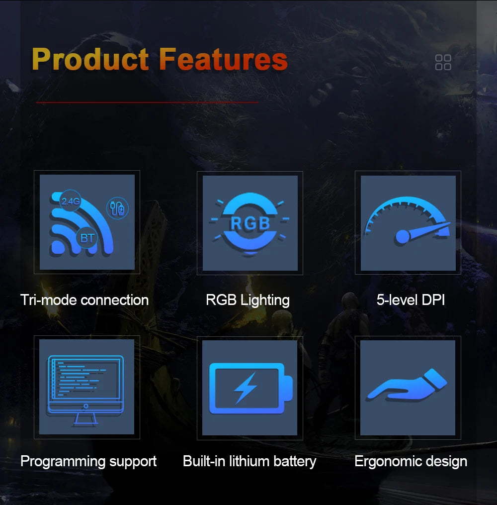 REDRAGON M816 PRO Gaming Mouse 26000 DPI Wireless RGB Gaming Mouse, Tri-Mode 2.4G Bluetooth Wired Mouse with PAW3395 Sensor