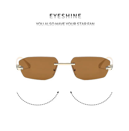 Popular Brand Brown Square Women Sunglasses Fashion Luxury Rimless Rectangle Sun Glasses Female Shades UV400 Vintage Eyewear