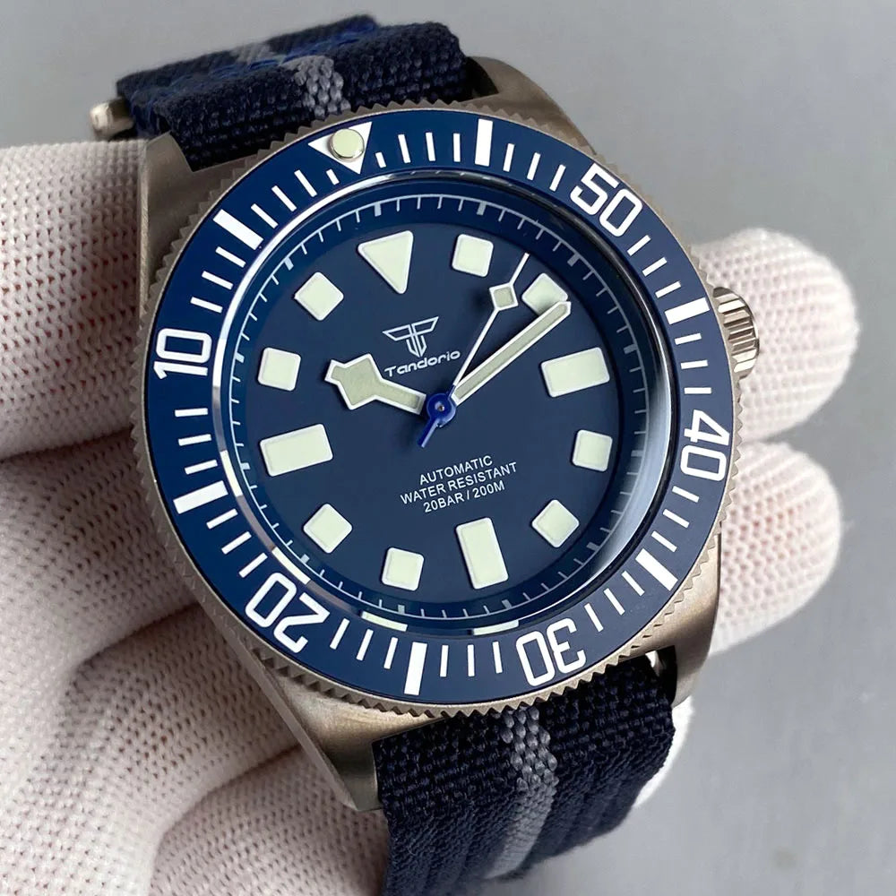 Titanium Case Tandorio 42mm Retro FXD NH35 PT5000 Mechanical Men's Watch Sapphire 200M Diver Watches Luminous Watches for Men