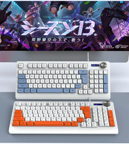 93 Keys Wired Gaming Keyboard with RGB Backlight Multi-Function Knob Color Matching Mechanical Feel Keyboard for PC Laptop Gamer