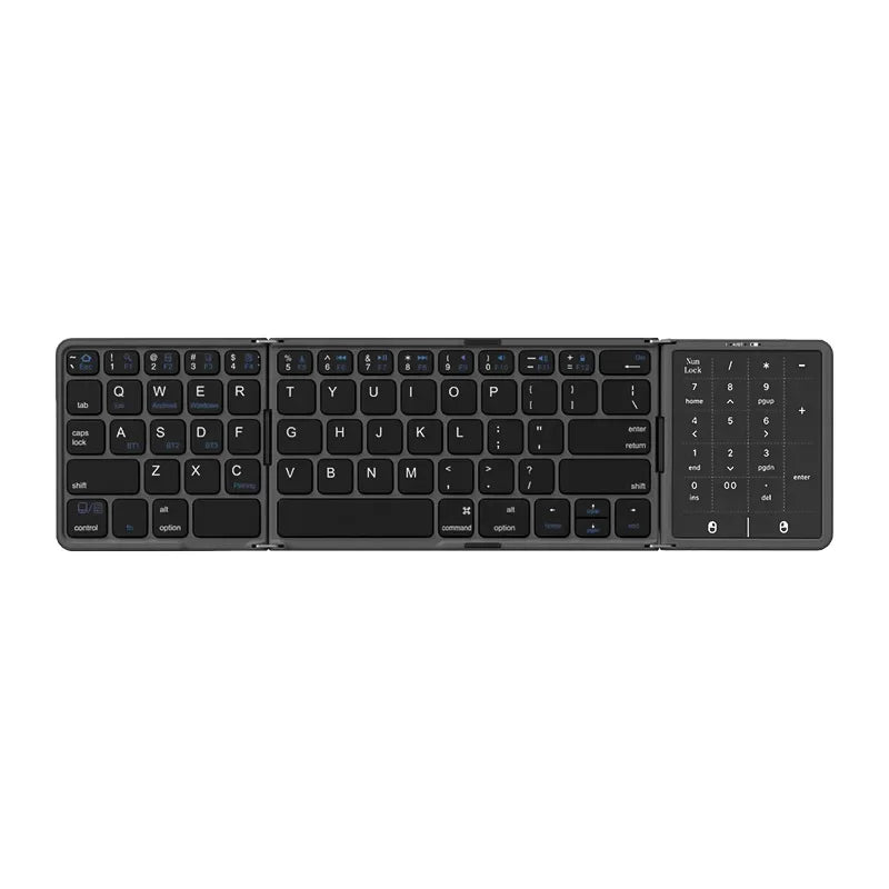 New Three-Fold Folding Bluetooth Keyboard With Touchpad Portable Foldable Keyboard For PC Mac Smartphone IPad