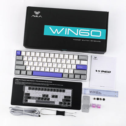 AULA WIN60 HE/WIN60 HE MAX 60% Hot-Swap Tray-Mount Structure Wired Mechanical Keyboard with Hall Effect Magnetic Switch