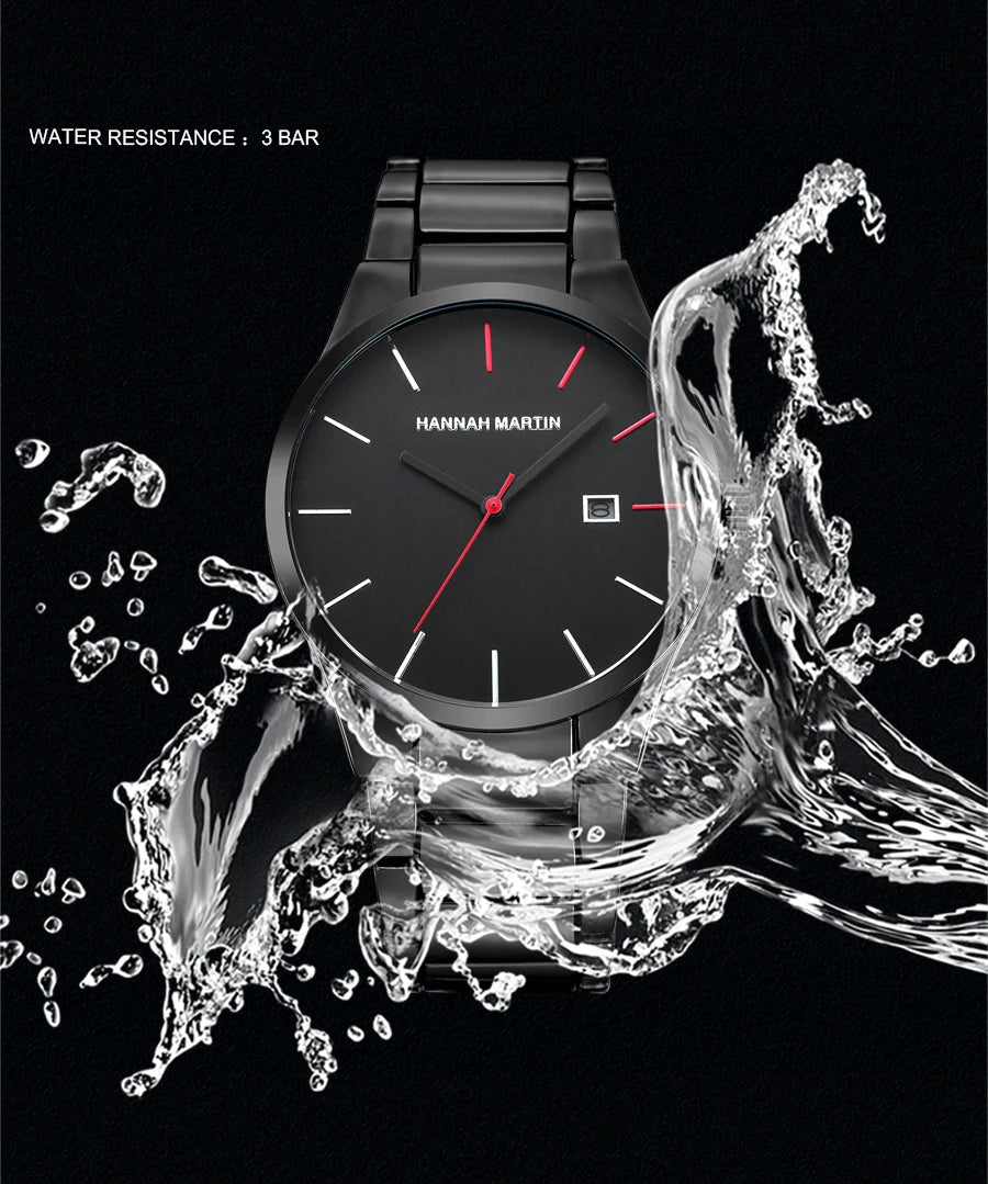 Zegarek męski Hannah Martin, koperta ze stali nierdzewnej, mechanizm kwarcowy, tarcza o średnicy 41 mm, styl biznesowy, z funkcją kalendarza (imitacja)
