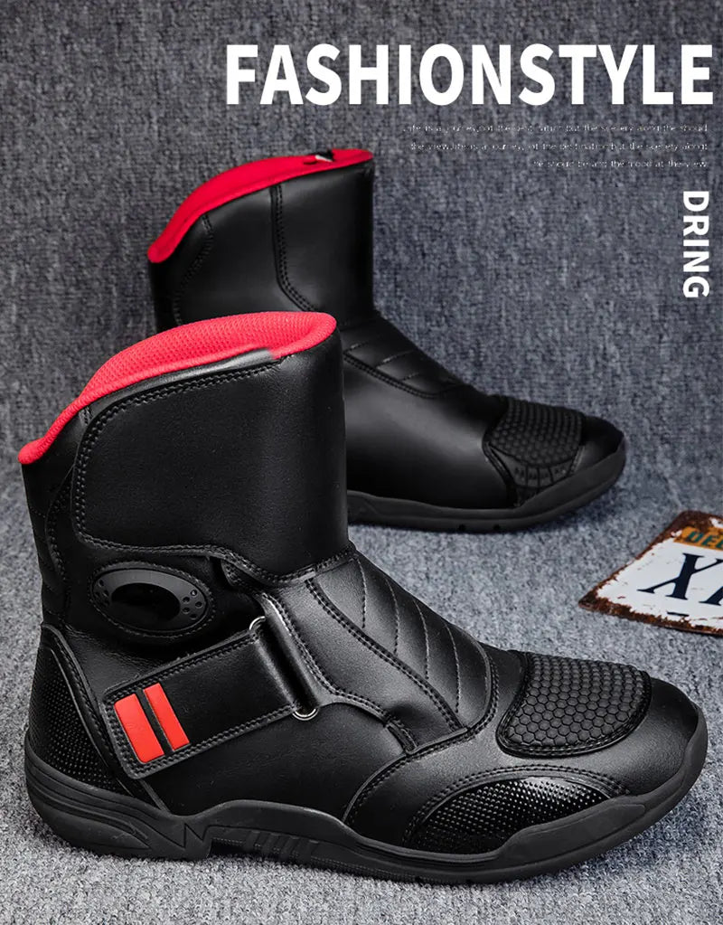 2025 New Men's Motorcycle Boots Outdoors Waterproof Safety Protection Motorcycle Shoes High Quality PU Leather Men Motos Boot