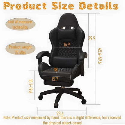 Silla gaming Hestora de piel PU grande y alta, silla ergonómica para ordenador con respaldo alto, reposapiés, masaje y soporte lumbar para adultos