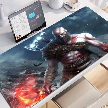 Xxl Mouse Pad God of War Gaming Accessories Keyboard Computer Carpet Game Desk Mat 90x40cm Large Pc Gamer Cabinet Table Mousepad
