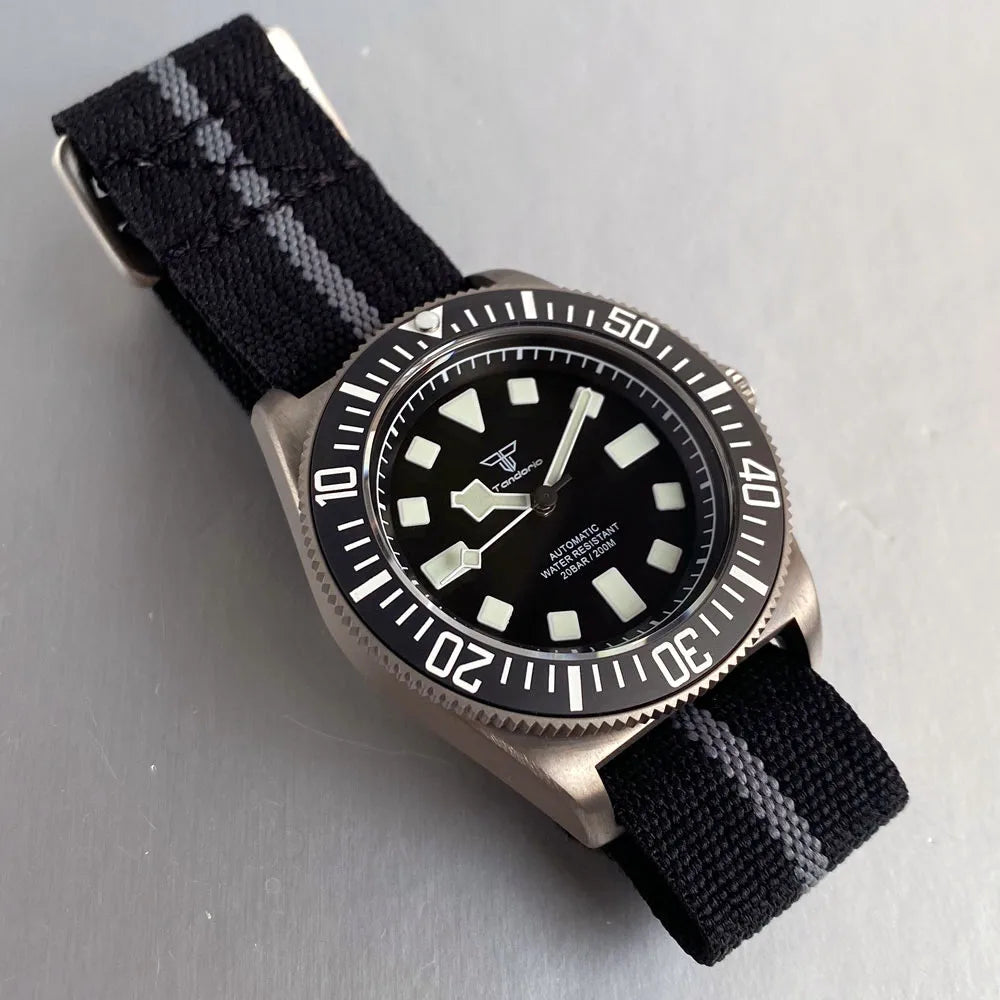 Titanium Case Tandorio 42mm Retro FXD NH35 PT5000 Mechanical Men's Watch Sapphire 200M Diver Watches Luminous Watches for Men