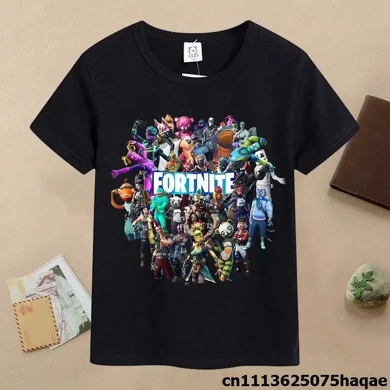 Sommer-Fortnite-Kinder-T-Shirt mit Cartoon-Spielfigur-Print, lässiges Sport-T-Shirt für Jungen, kurzärmelig, Kinderbekleidung