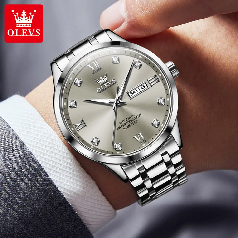 Orologio automatico da uomo OLEVS 9946 – Orologio da polso meccanico di lusso, dotato di calendario con indicazione della data, ideale per gli uomini d’affari.