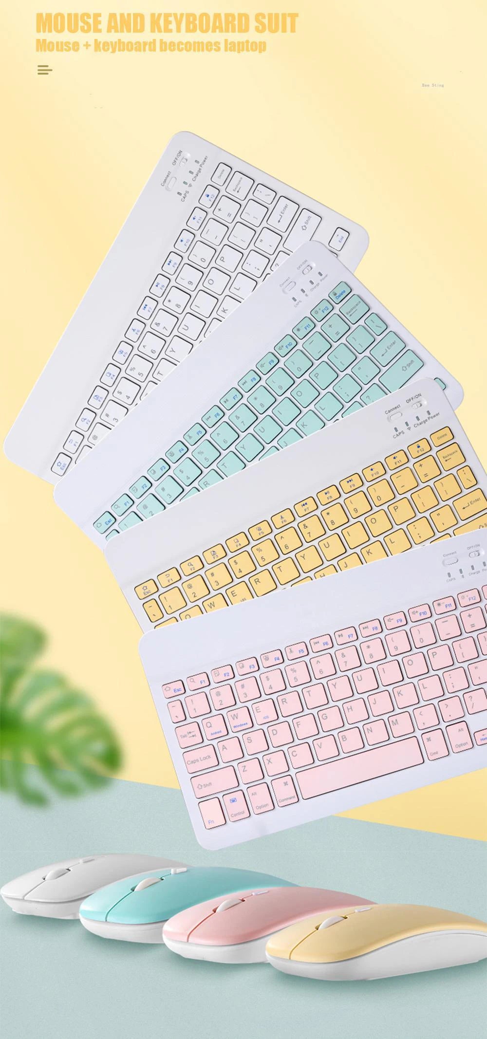 Spanish Russian Arabic Korean Portable 10 Inch Wireless Keyboard and Keyboard Set for iPad Samsung Tablet Laptop iOS Android