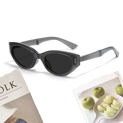 Minimalist Oval Cat-eye Glasses Women's Fashion Outdoor Folding Sunglasses Sun Shading UV Sunscreen Glasses Stylish Accessory